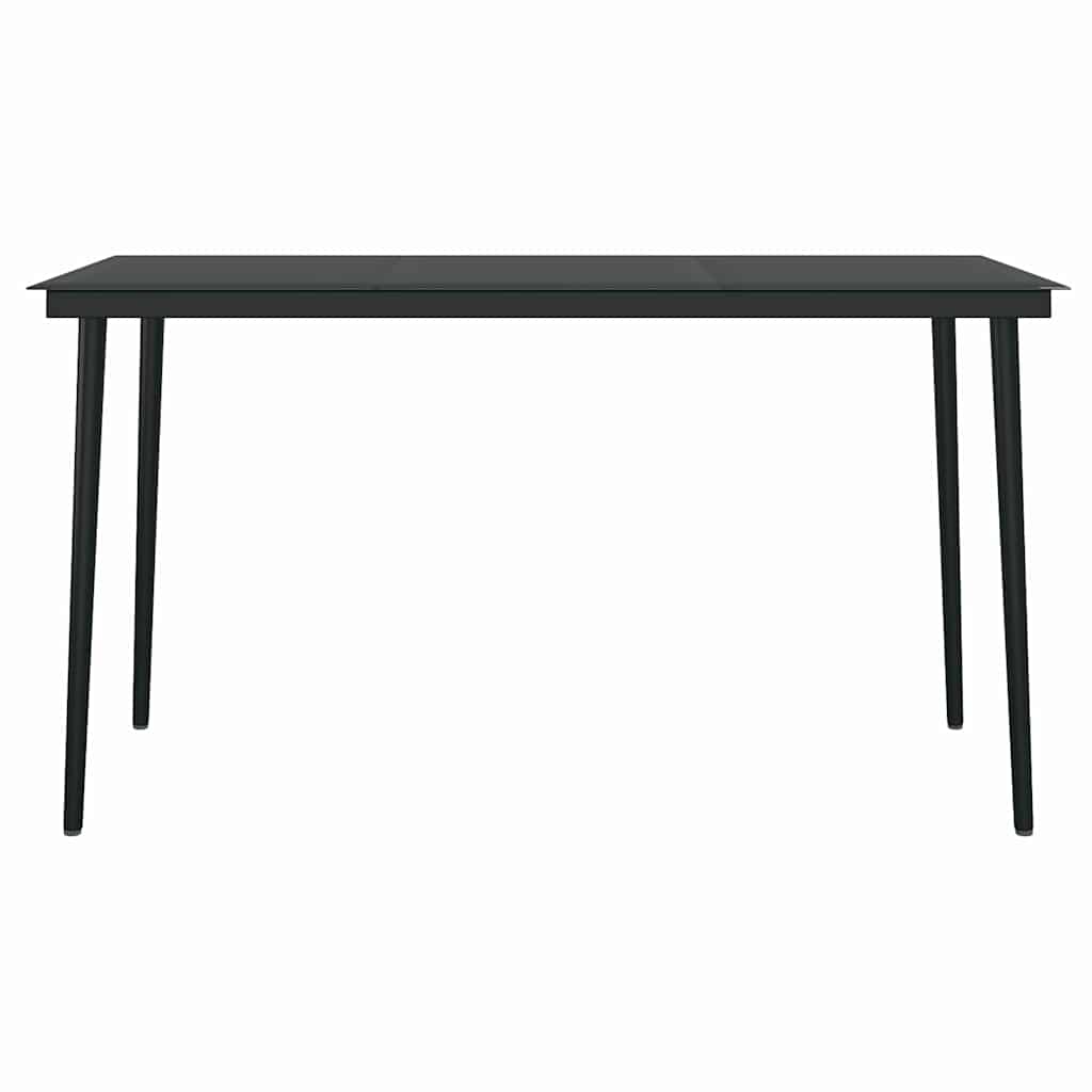 Ensemble à manger de jardin 5 pcs noir résine tressée verre