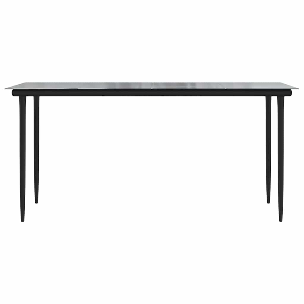 Ensemble à manger de jardin 7pcs noir poly rotin verre