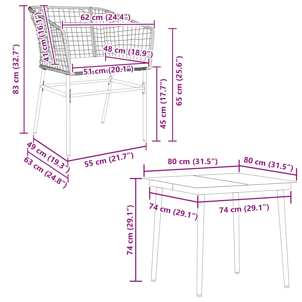 Ensemble à manger de jardin et coussins 5 pcs noir rotin verre