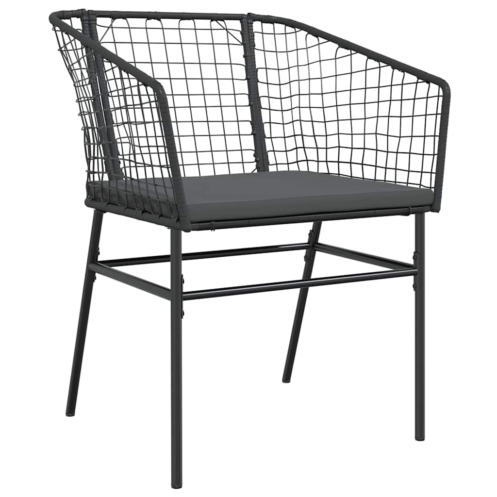 Ensemble à manger de jardin coussins 7pcs noir poly rotin verre