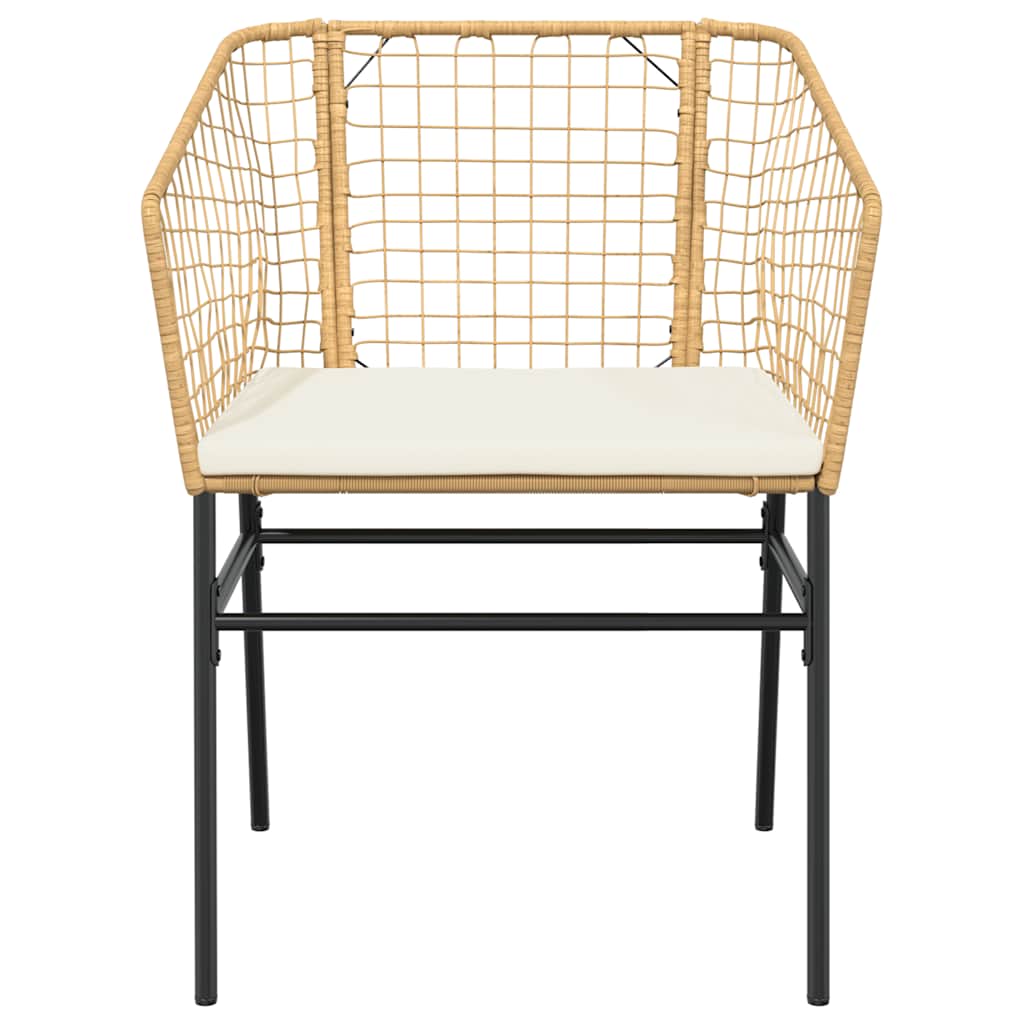 Ensemble à manger jardin coussins 3pcs marron poly rotin verre