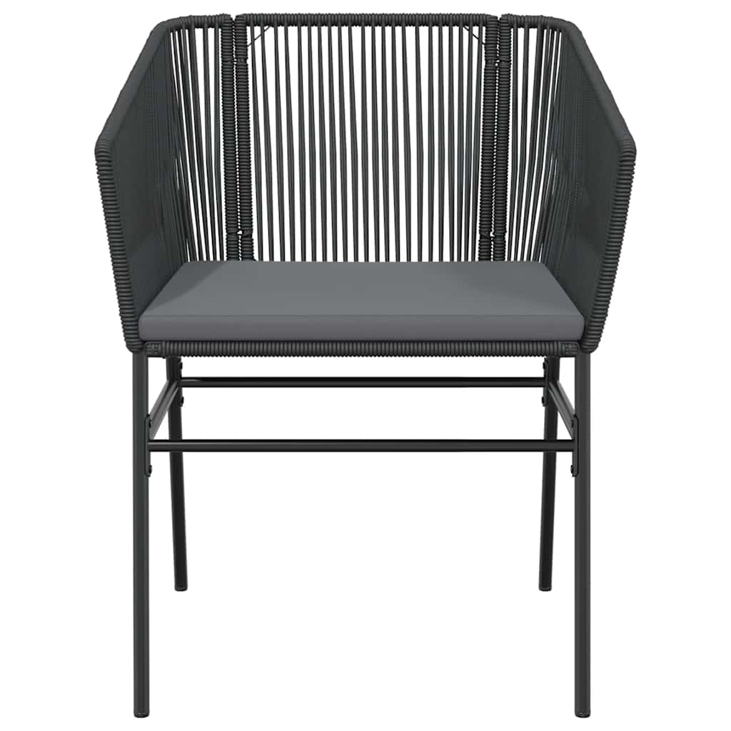 Ensemble à manger de jardin et coussins 3 pcs noir rotin verre