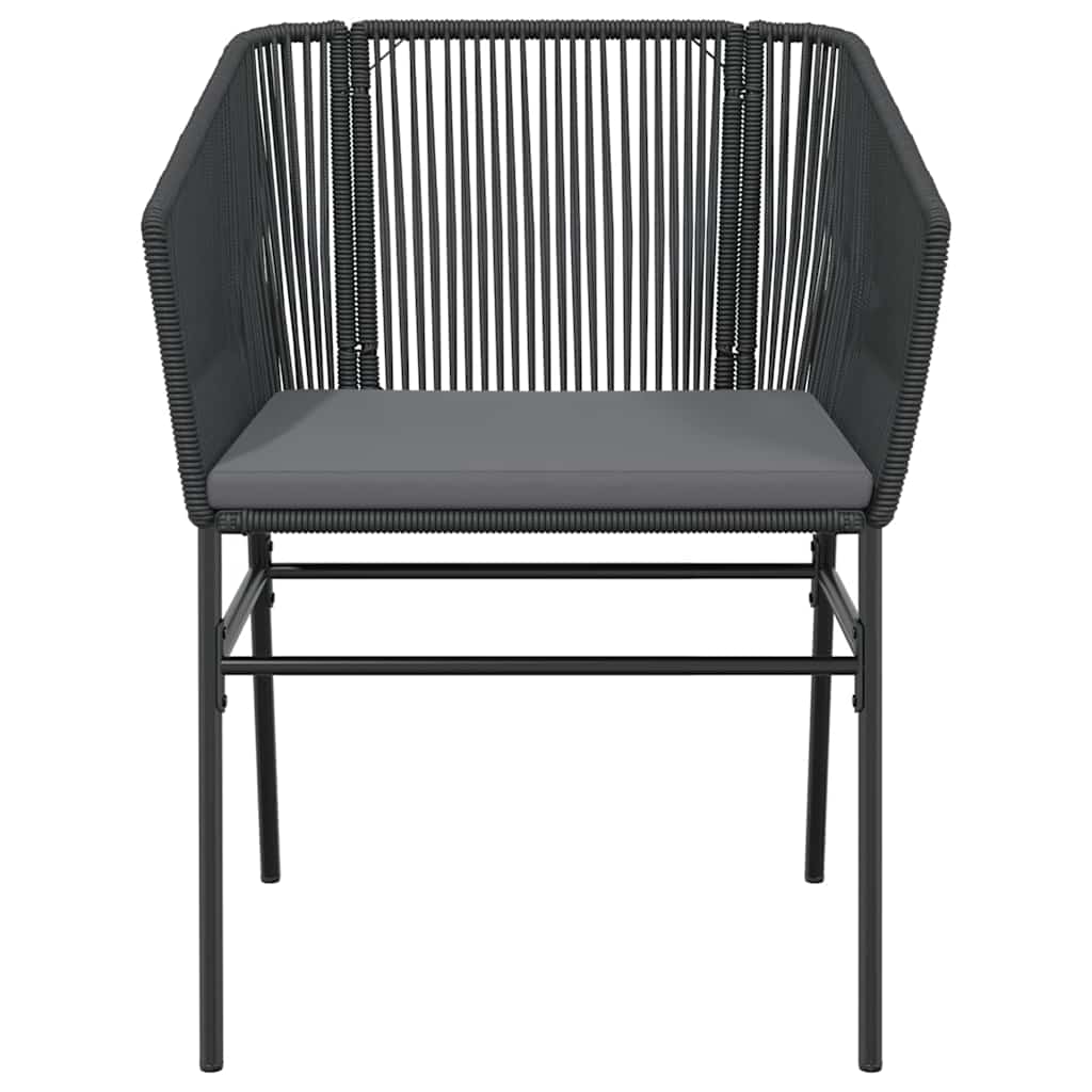 Ensemble à manger de jardin coussins 7pcs noir poly rotin verre