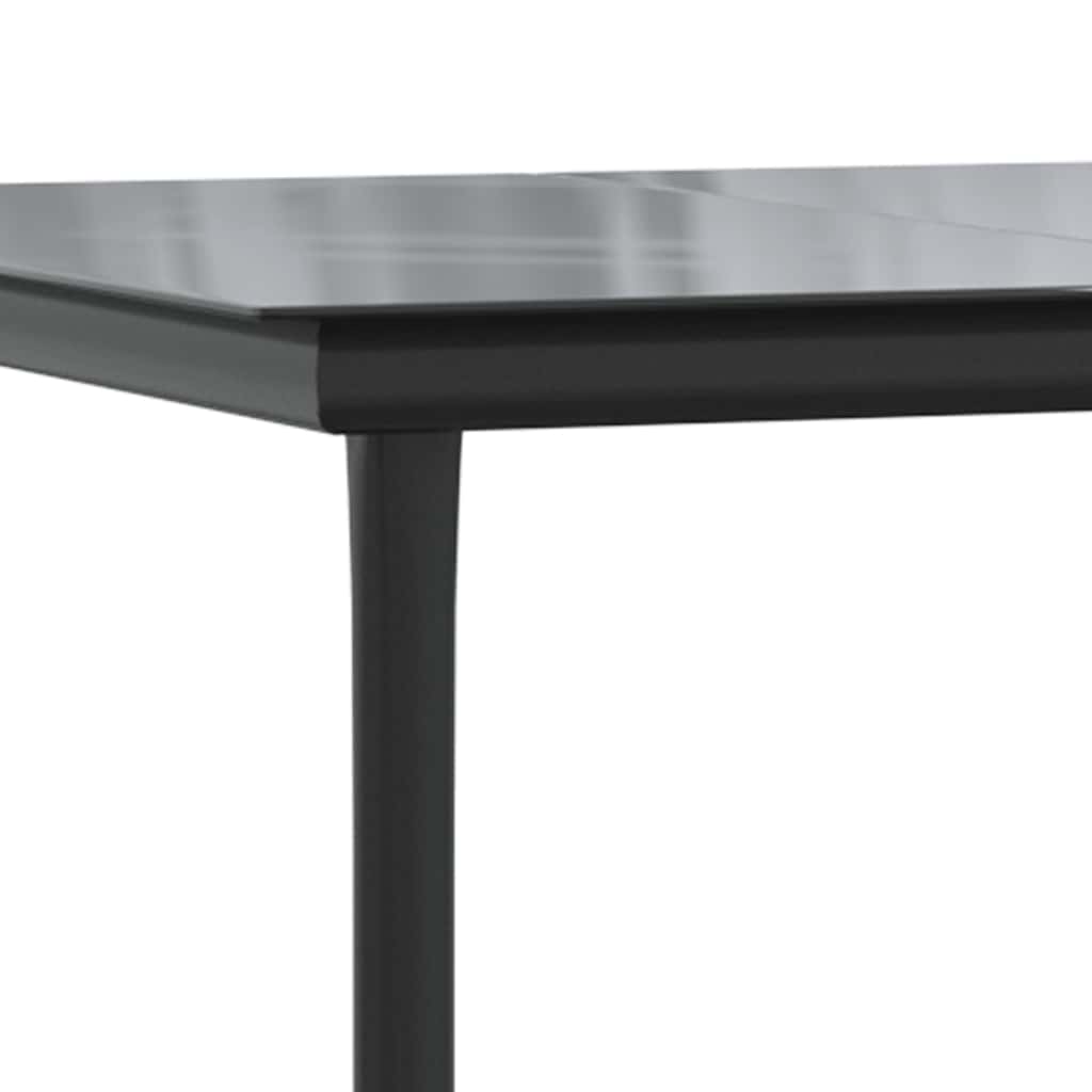 Ensemble à manger de jardin coussins 7pcs noir poly rotin verre