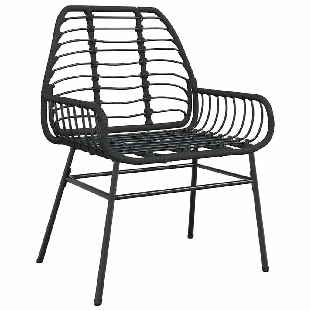 Ensemble à manger de jardin 5 pcs noir résine tressée verre