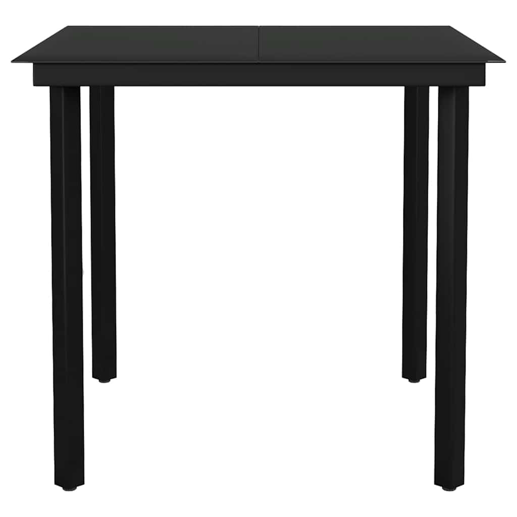 Ensemble à manger de jardin 5 pcs noir résine tressée verre