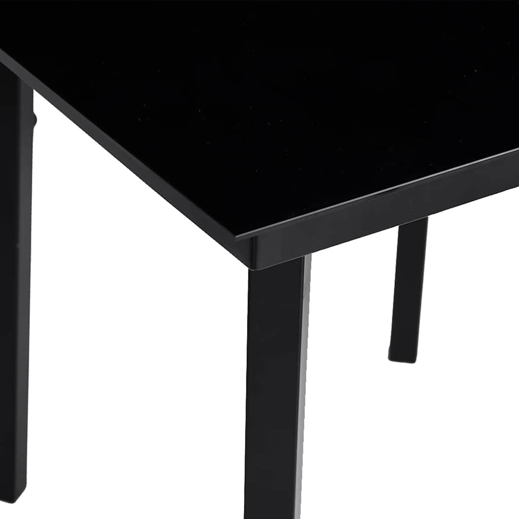 Ensemble à manger de jardin 5 pcs noir résine tressée verre