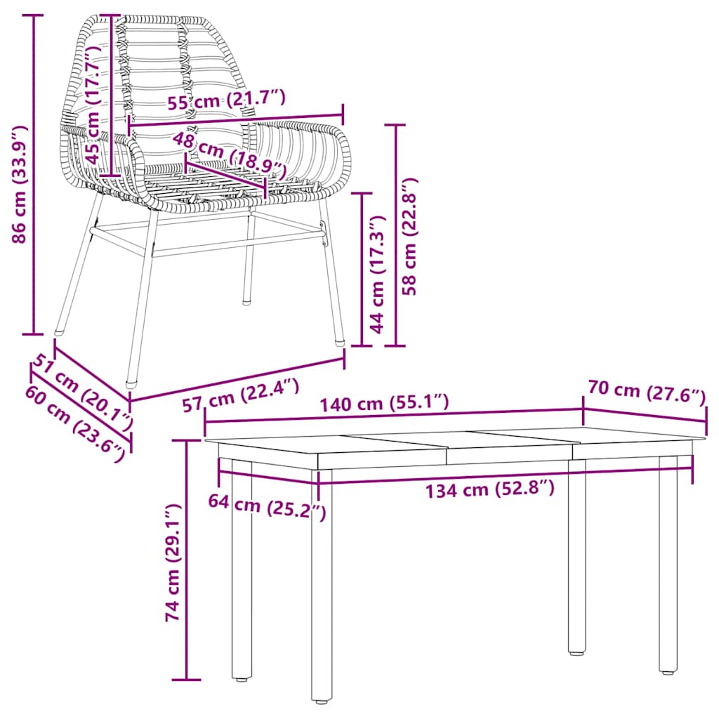 Ensemble à manger de jardin 5 pcs noir résine tressée verre