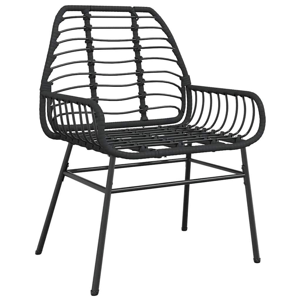 Ensemble à manger de jardin 5 pcs noir résine tressée verre