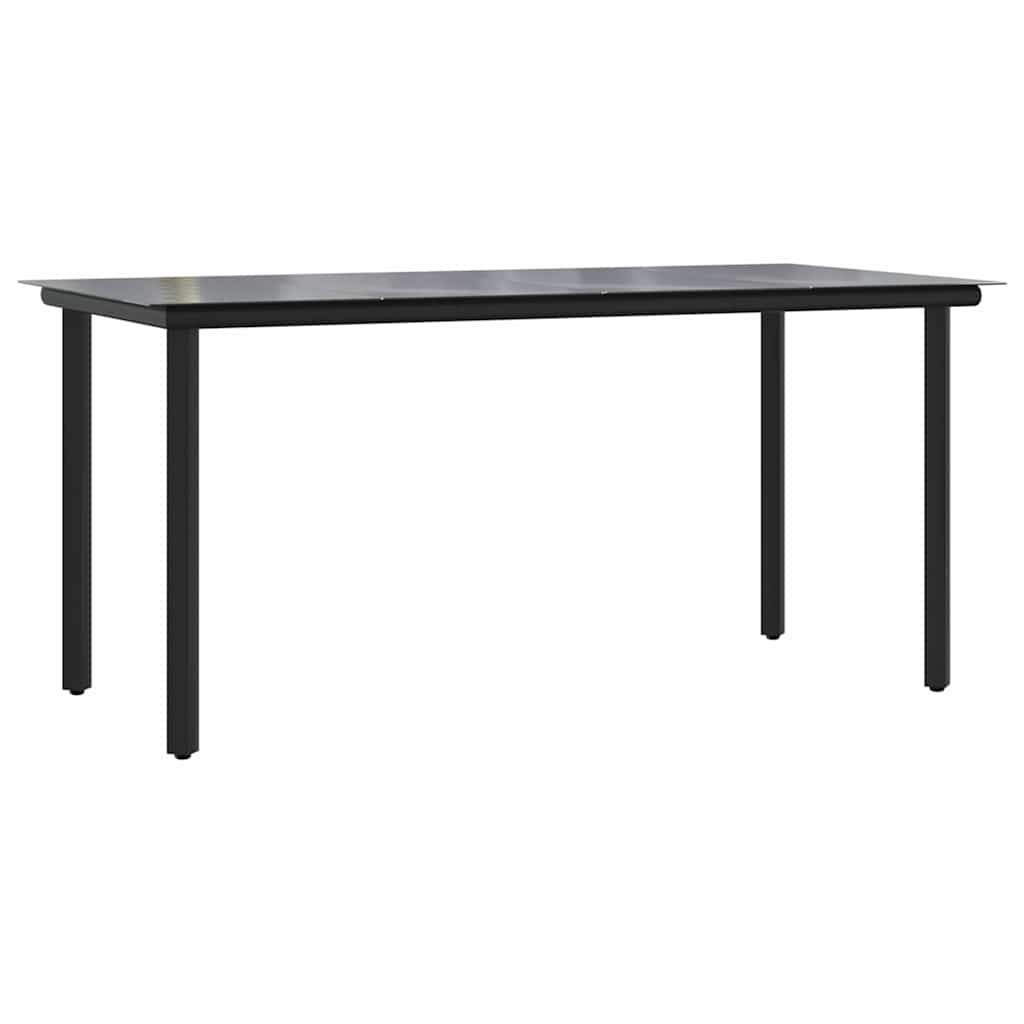 Ensemble à manger de jardin 7pcs noir poly rotin verre