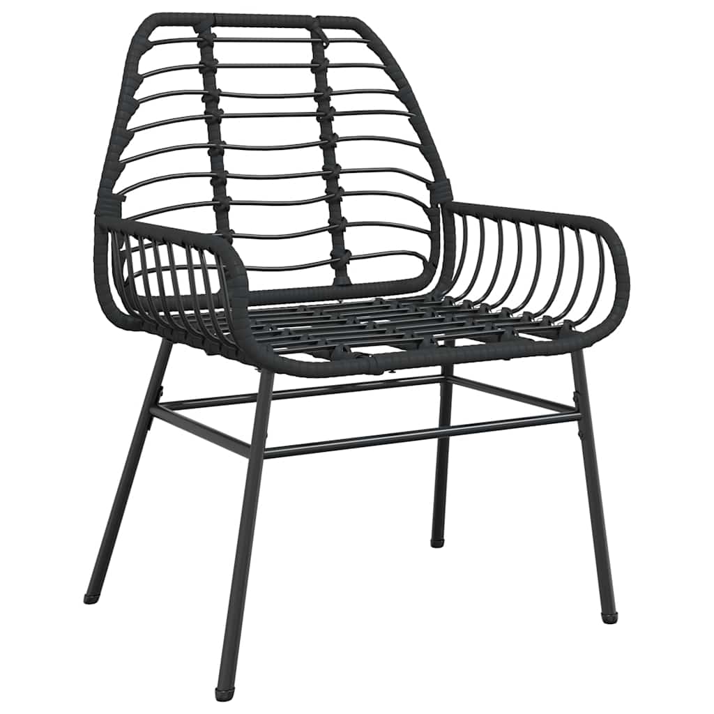 Ensemble à manger de jardin 9pcs noir poly rotin verre