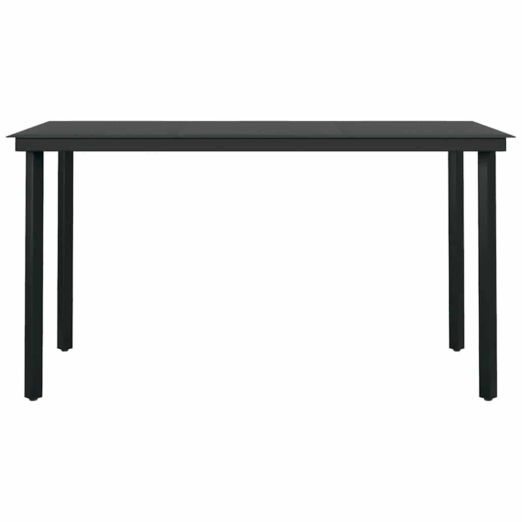 Ensemble à manger jardin 5pcs marron poly rotin verre