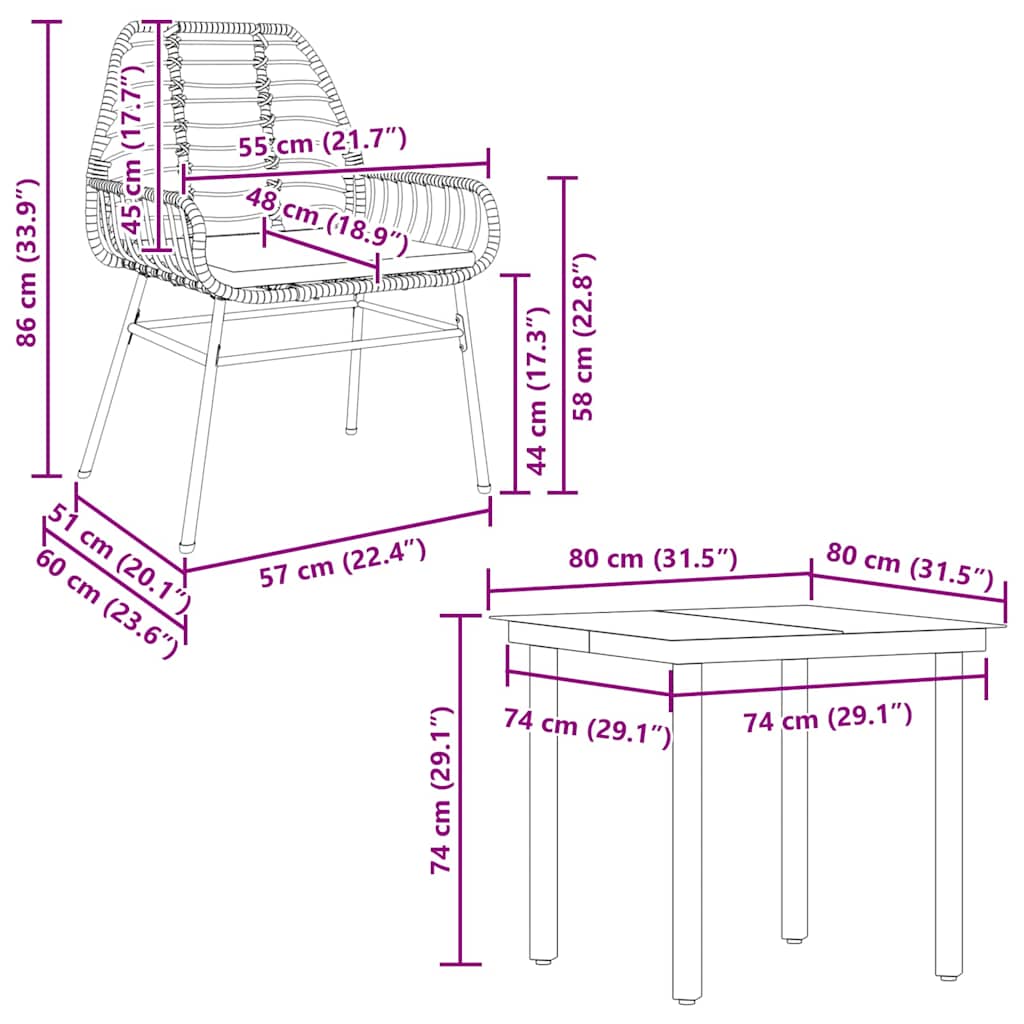 Ensemble à manger de jardin et coussins 5 pcs noir rotin verre