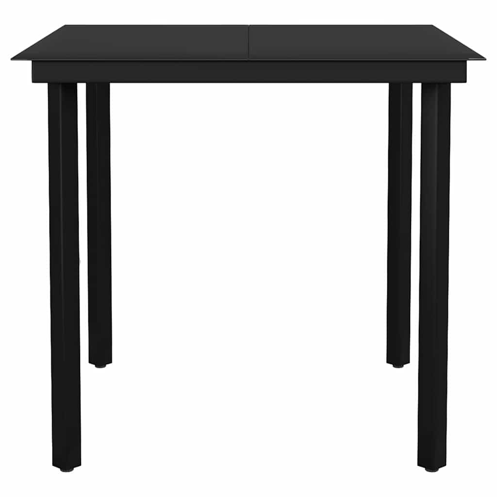 Ensemble à manger de jardin et coussins 3 pcs noir rotin verre