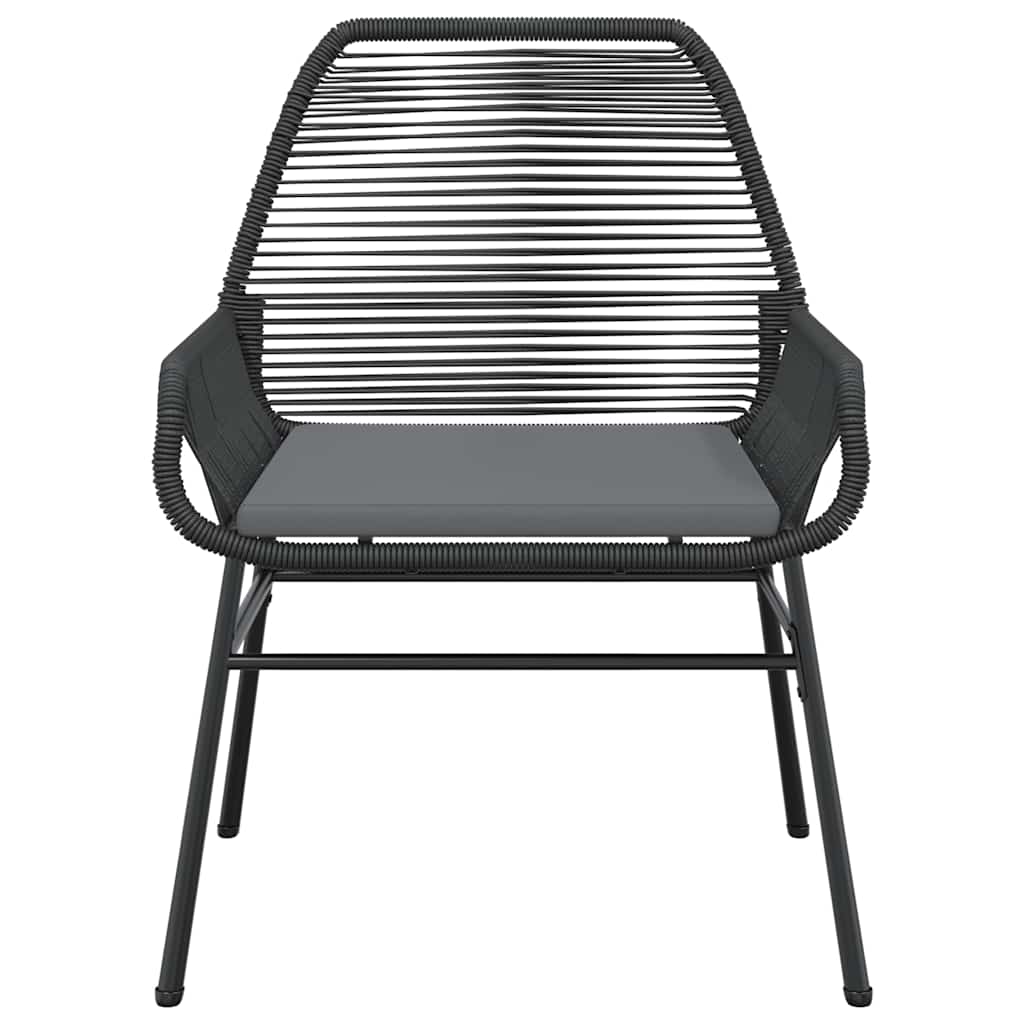 Ensemble à manger de jardin coussins 9pcs noir poly rotin verre
