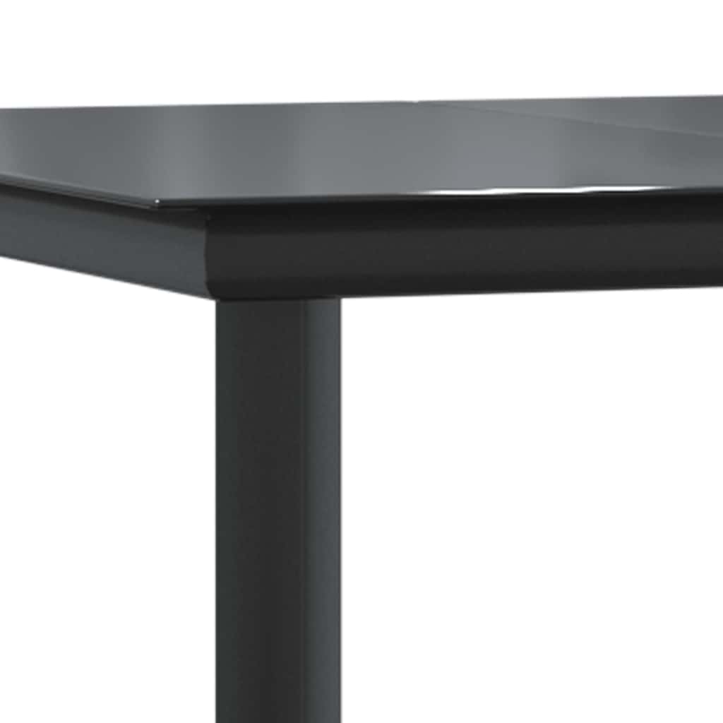 Ensemble à manger de jardin 7pcs noir poly rotin verre