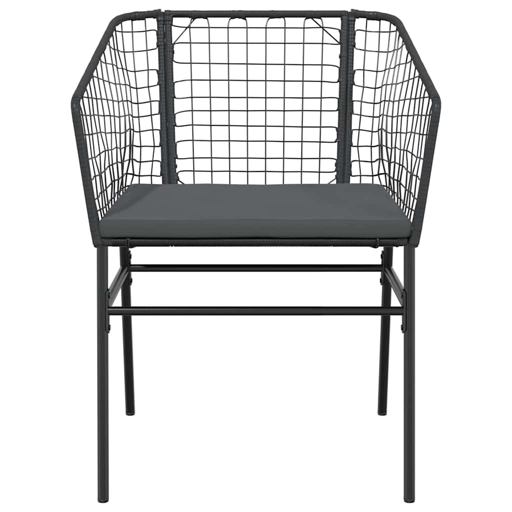Ensemble à manger de jardin et coussins 3 pcs noir rotin verre