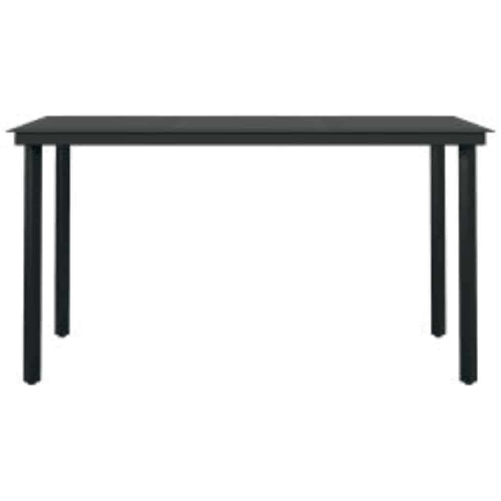 Ensemble à manger de jardin et coussins 5 pcs noir rotin verre