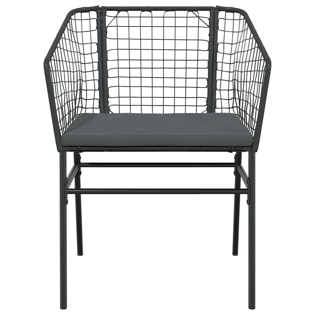 Ensemble à manger de jardin et coussins 5 pcs noir rotin verre