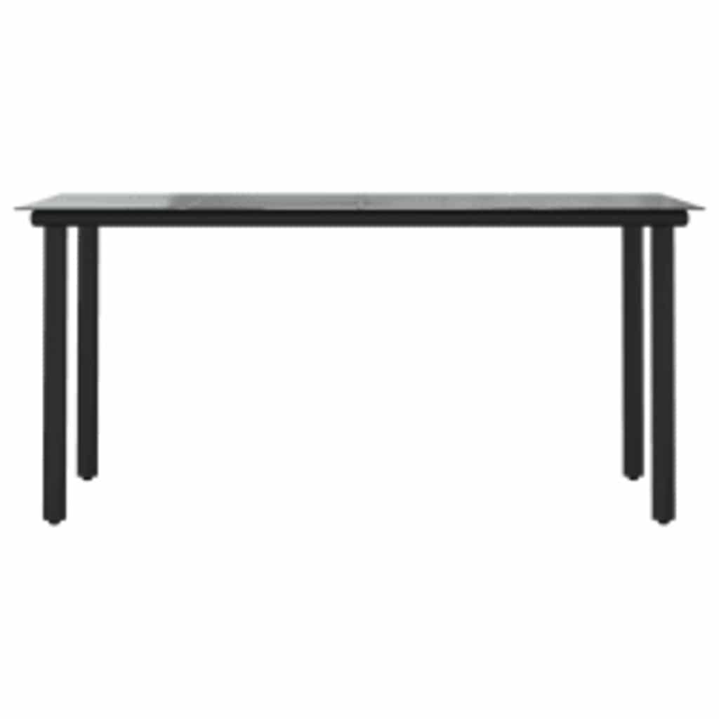 Ensemble à manger de jardin coussins 7pcs noir poly rotin verre