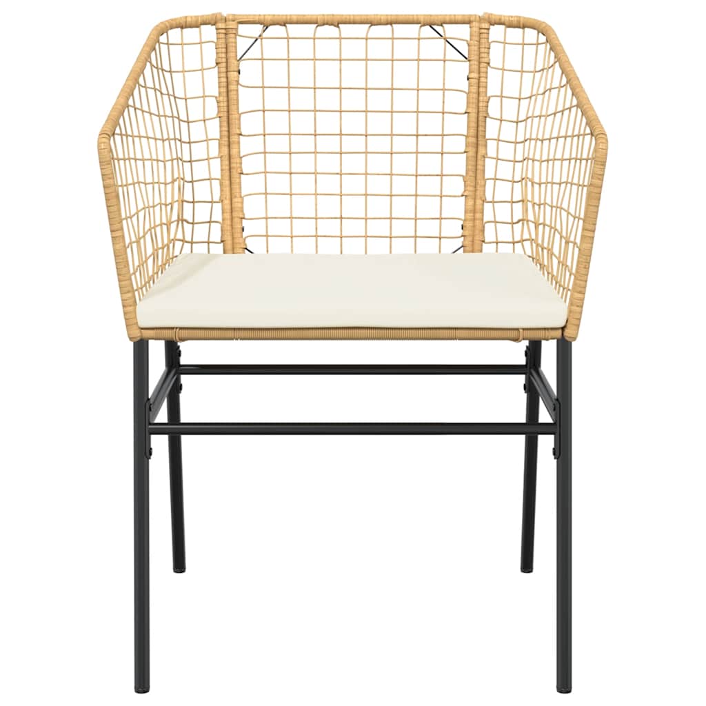 Ensemble à manger jardin coussins 3pcs marron poly rotin verre