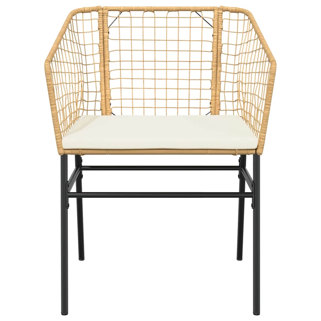 Ensemble à manger jardin coussins 5pcs marron poly rotin verre