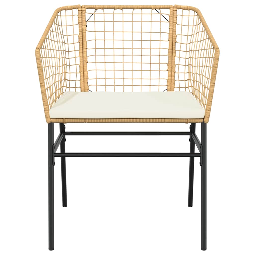 Ensemble à manger jardin coussins 7pcs marron poly rotin verre