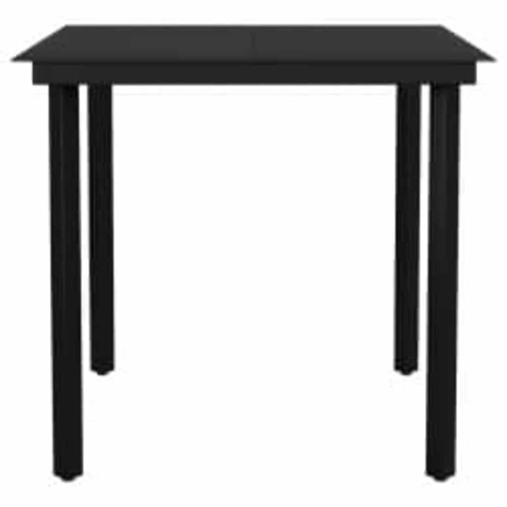 Ensemble à manger de jardin et coussins 3 pcs noir rotin verre