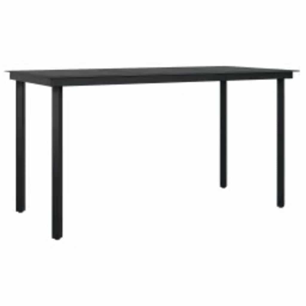 Ensemble à manger de jardin et coussins 5 pcs noir rotin verre