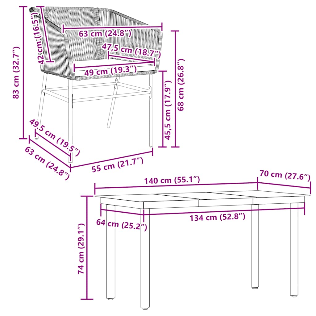 Ensemble à manger de jardin et coussins 5 pcs noir rotin verre