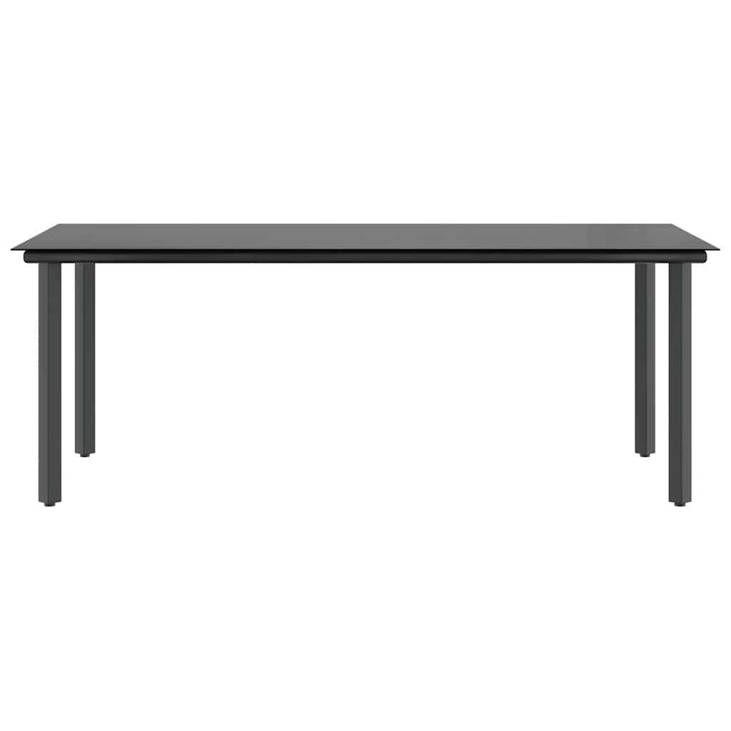 Ensemble à manger de jardin coussins 9pcs noir poly rotin verre