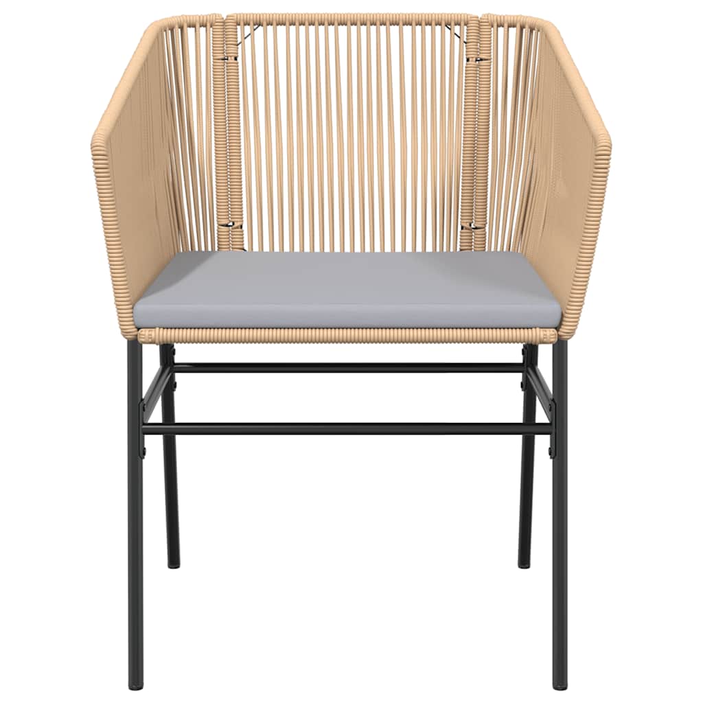 Ensemble à manger jardin coussins 3pcs marron poly rotin verre