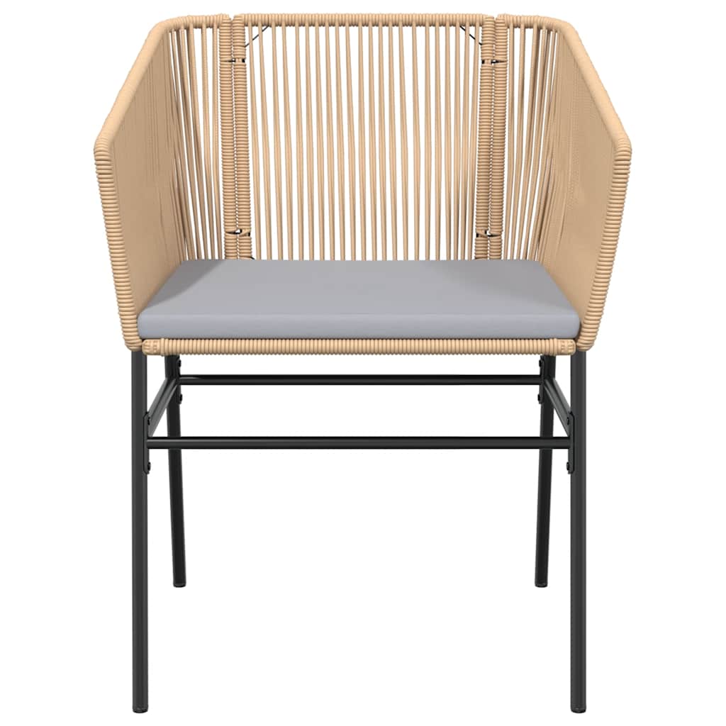 Ensemble à manger jardin coussins 7pcs marron poly rotin verre