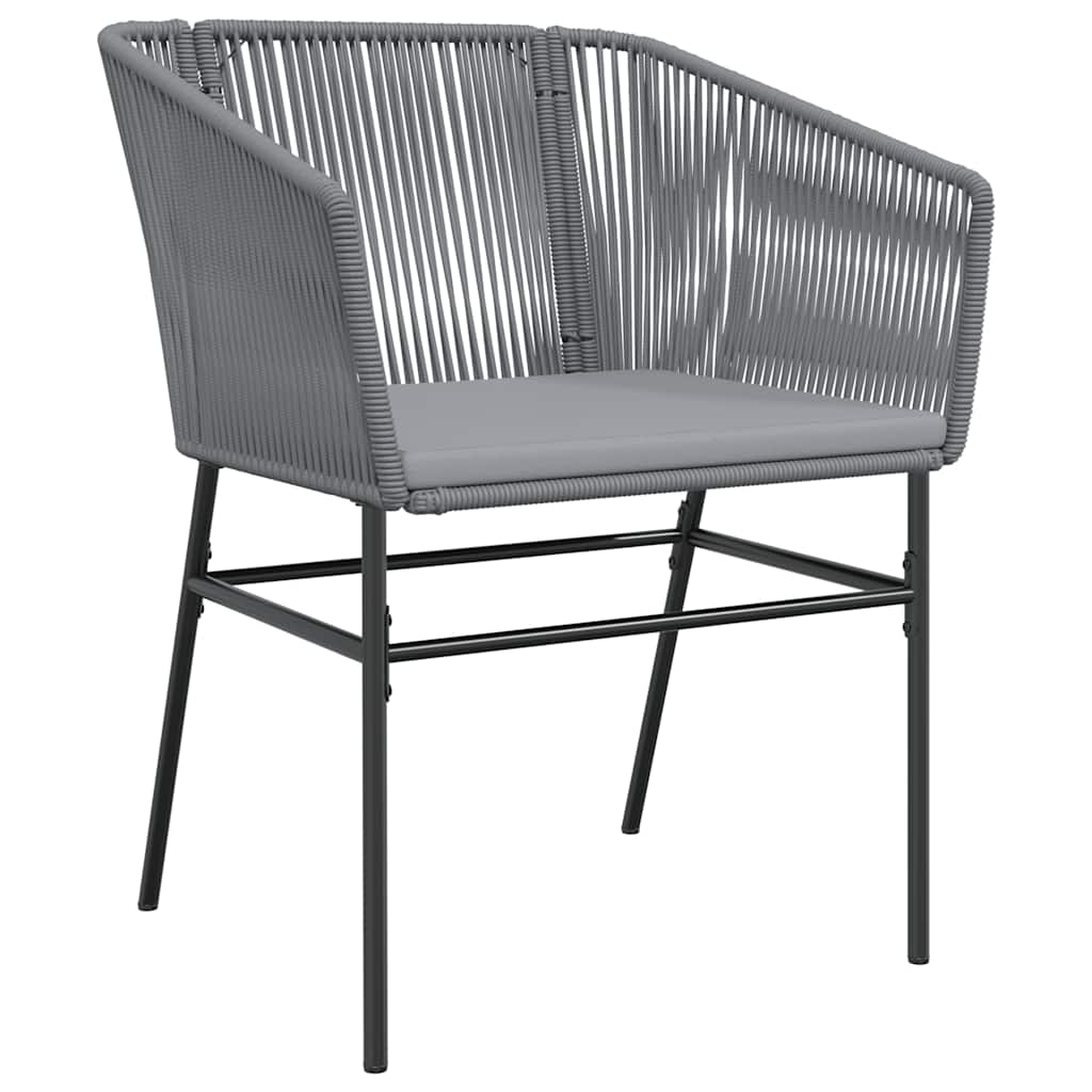 Ensemble à manger jardin coussins 3 pcs gris poly rotin verre