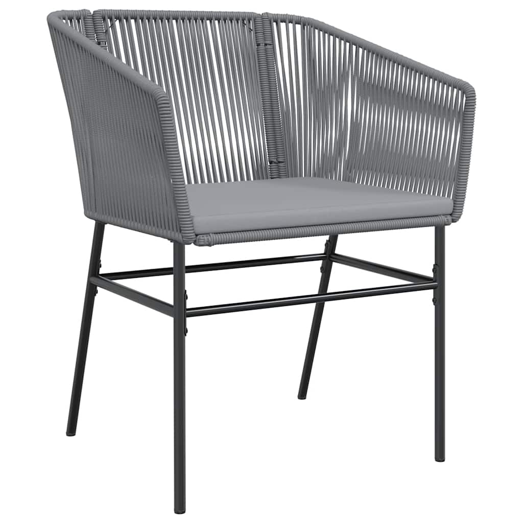 Ensemble à manger jardin coussins 5 pcs gris poly rotin verre