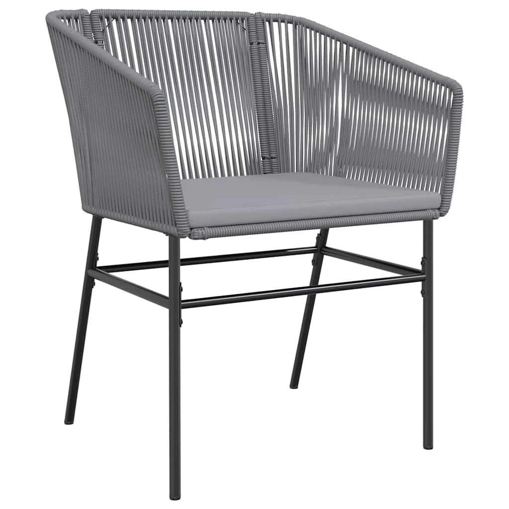 Ensemble à manger jardin coussins 5 pcs gris poly rotin verre