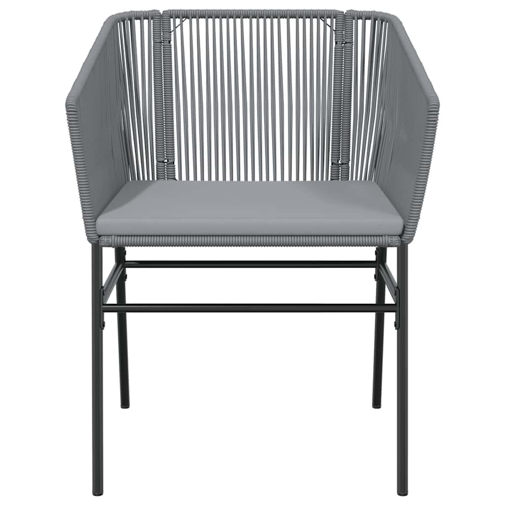 Ensemble à manger jardin coussins 9 pcs gris poly rotin verre
