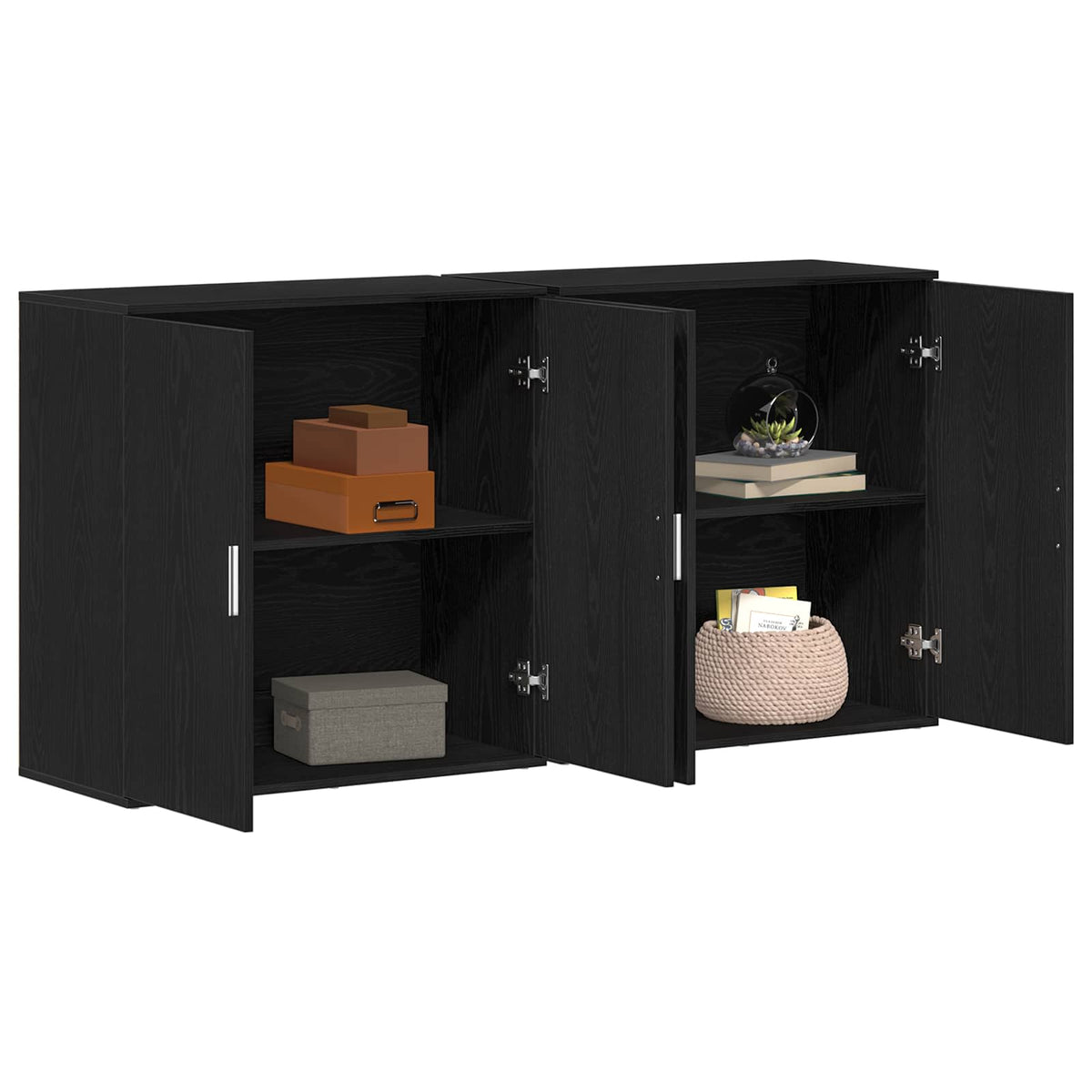 Buffet 2 pc Chêne noir 79 x 38 x 80 cm Bois d'ingénierie - XIOS