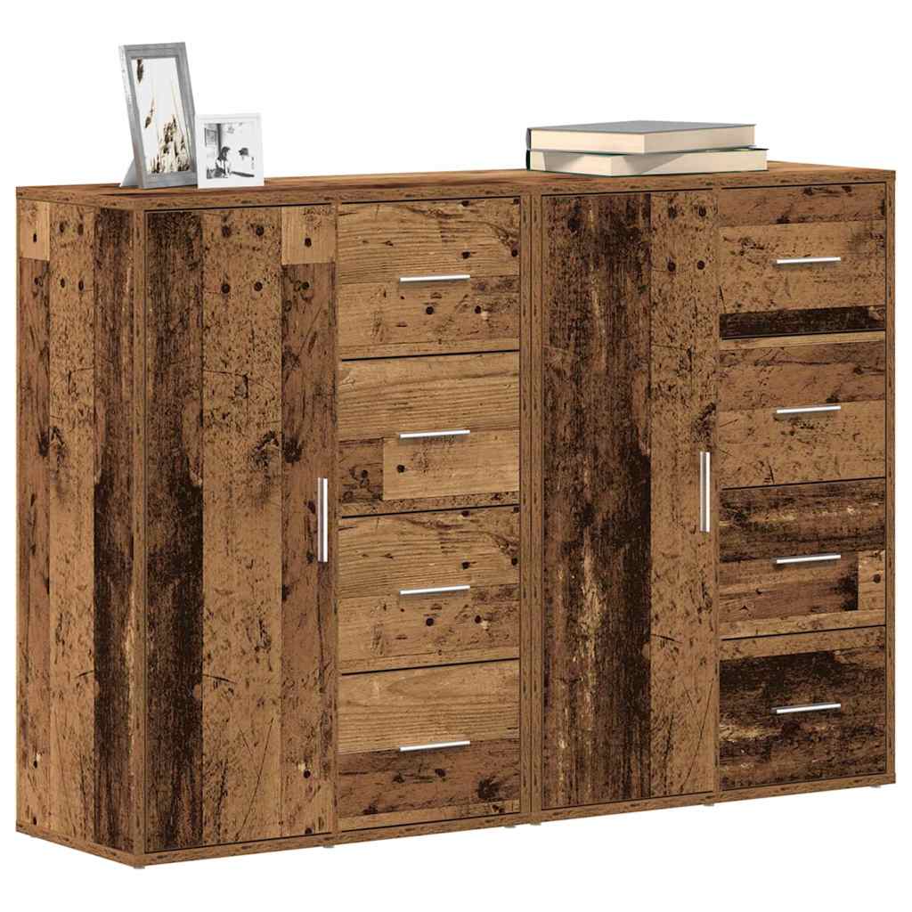 Buffets 2 pcs Bois ancien 60 x 31 x 84 cm Bois d'ingénierie - XIOS