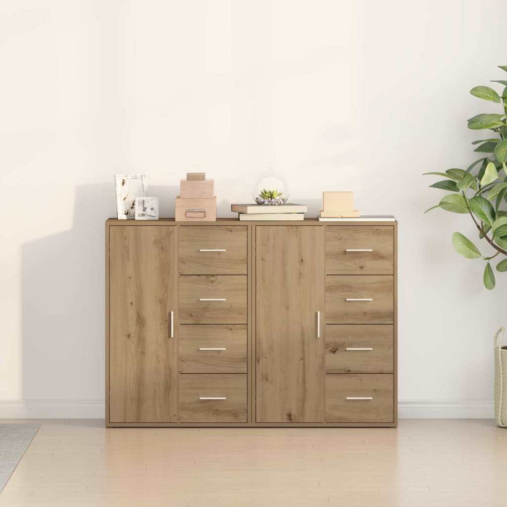 Buffets 2 pcs chêne artisanal 60 x 31 x 84 cm Bois d'ingénierie - XIOS