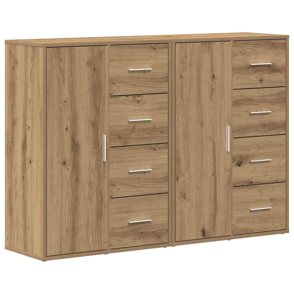 Buffets 2 pcs chêne artisanal 60 x 31 x 84 cm Bois d'ingénierie - XIOS