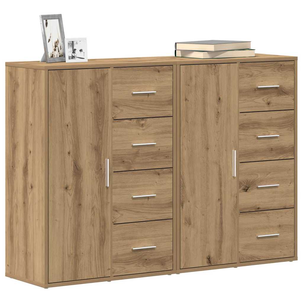 Buffets 2 pcs chêne artisanal 60 x 31 x 84 cm Bois d'ingénierie - XIOS
