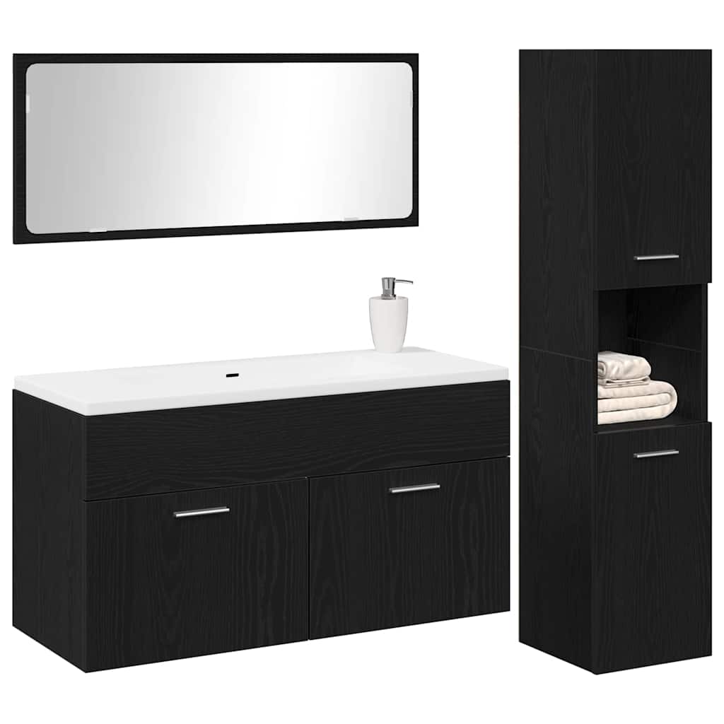 Ensemble de mobilier de salle de bain 3 pc Chêne noir