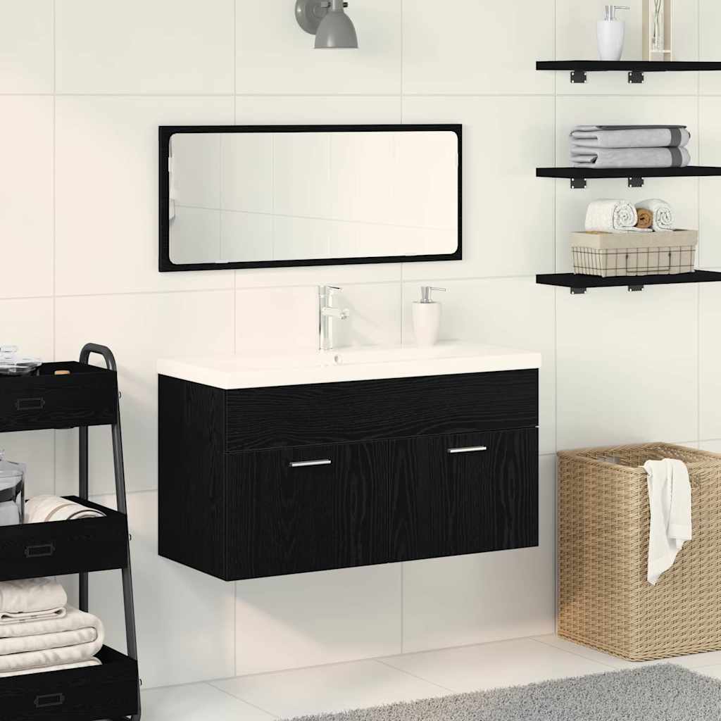 Ensemble de mobilier de salle de bain 3 pièces Chêne noir