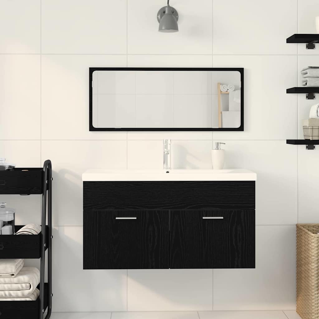 Ensemble de mobilier de salle de bain 3 pièces Chêne noir
