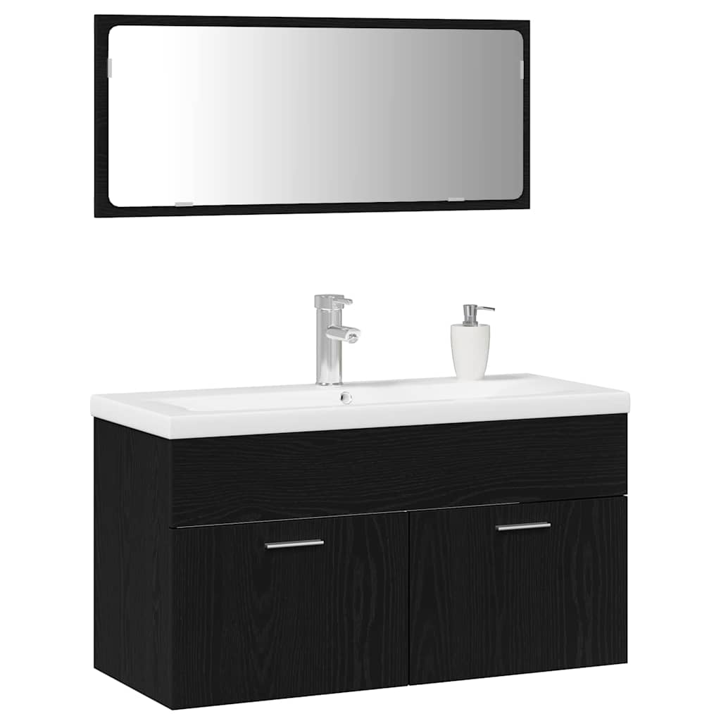 Ensemble de mobilier de salle de bain 3 pièces Chêne noir