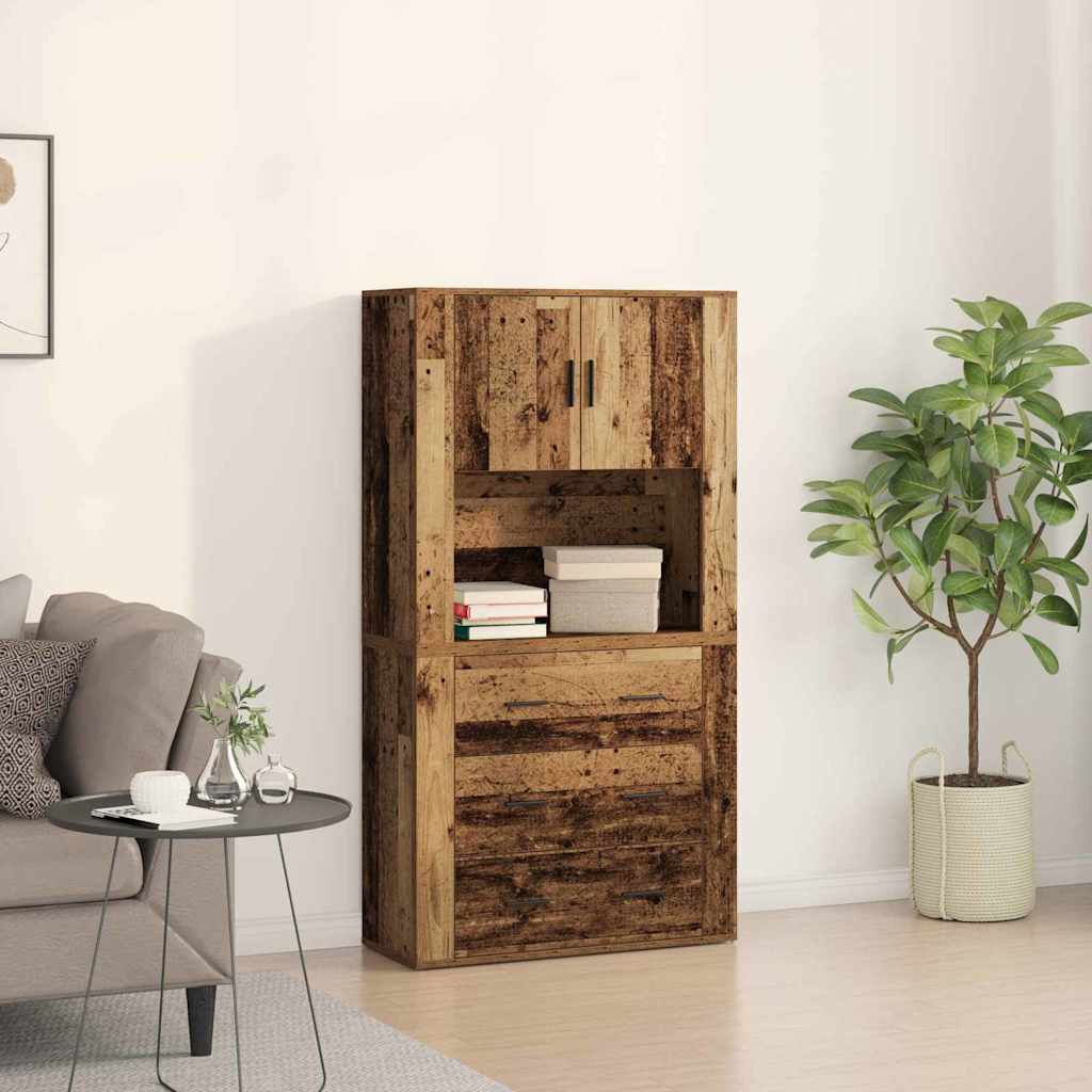 Haut de buffet Bois ancien 80 x 33 x 150 cm Bois d'ingénierie - XIOS