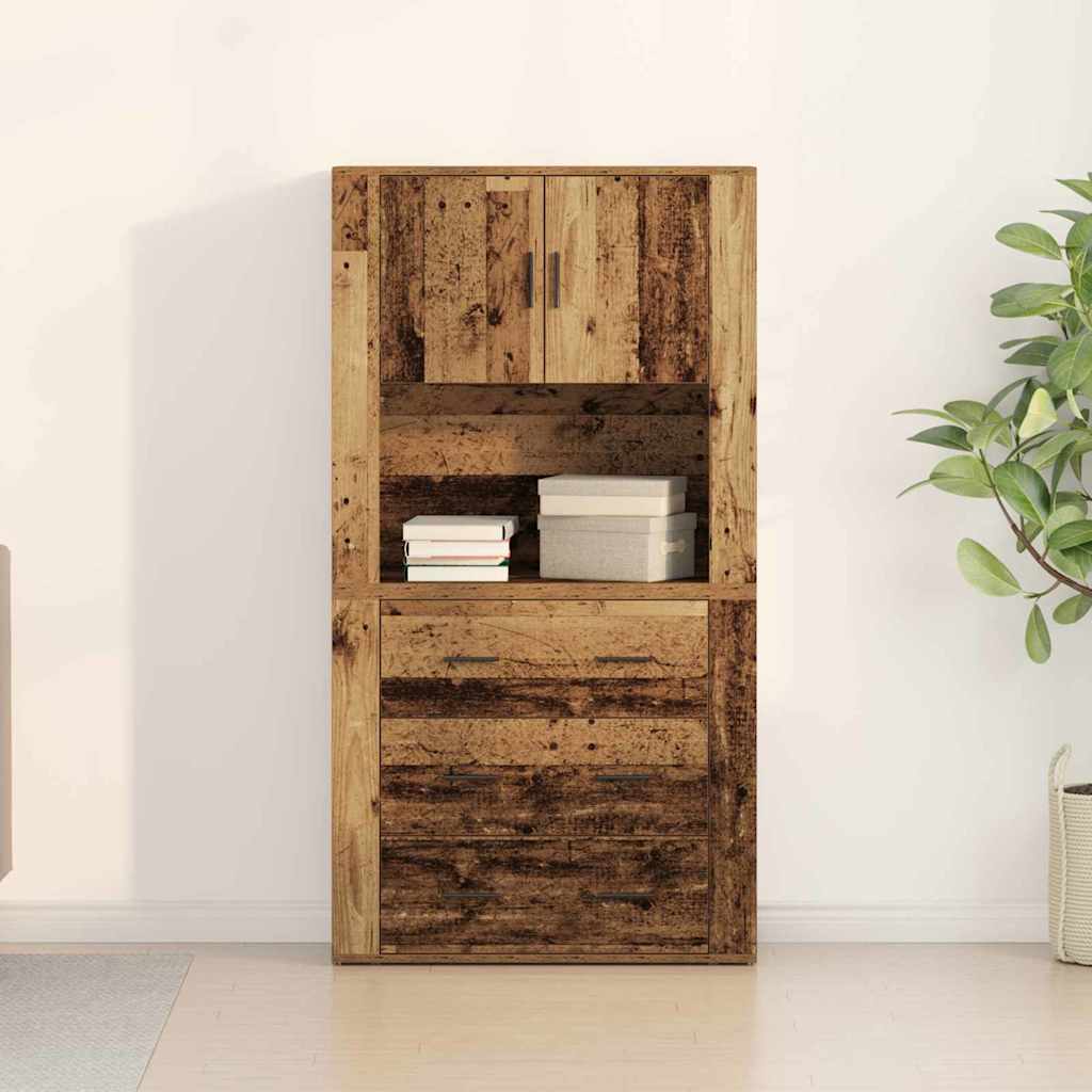 Haut de buffet Bois ancien 80 x 33 x 150 cm Bois d'ingénierie - XIOS
