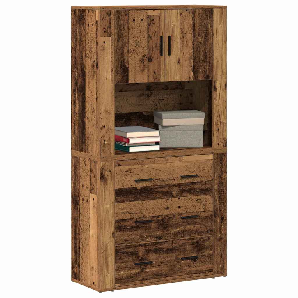 Haut de buffet Bois ancien 80 x 33 x 150 cm Bois d'ingénierie - XIOS