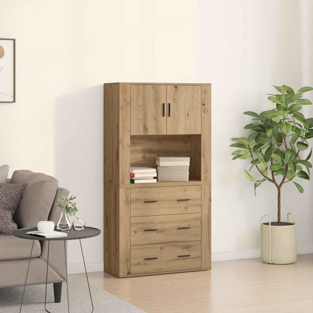 Haut de buffet avec tiroir chêne artisanal 80 x 33 x 150 cm - XIOS